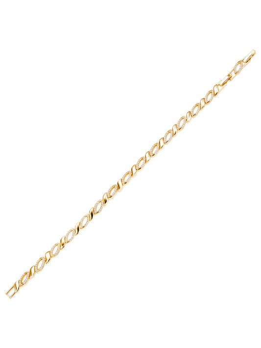 Sleek Interlinked CZ Gold Chain Bracelet