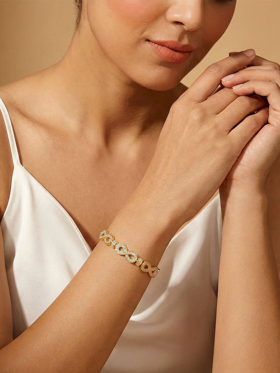 Infinity Wish CZ Gold Bracelet For Women