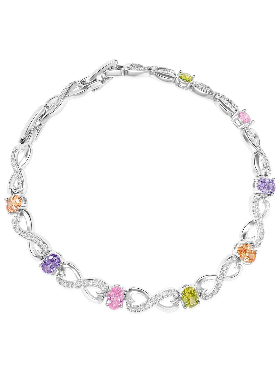Peora Infinity Love Multicolor Silver Bracelet