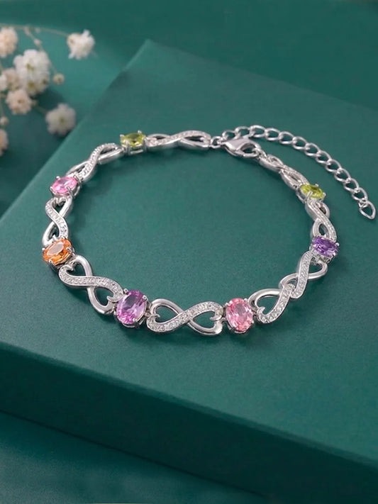 Peora Infinity Love Multicolor Silver Bracelet