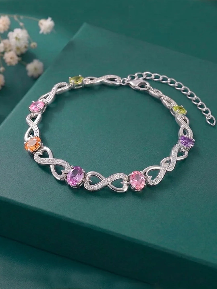 Peora Infinity Love Multicolor Silver Bracelet
