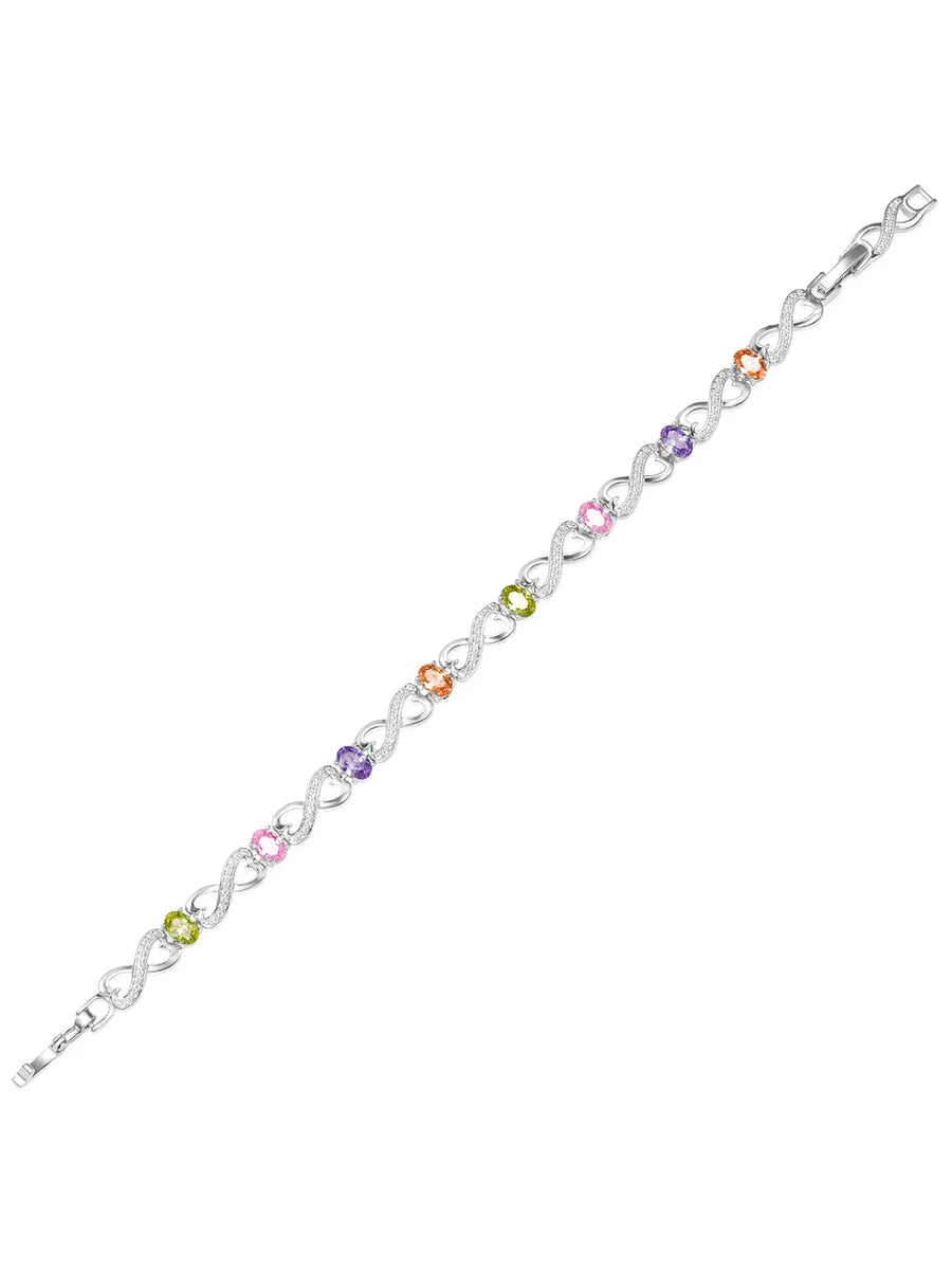 Peora Infinity Love Multicolor Silver Bracelet