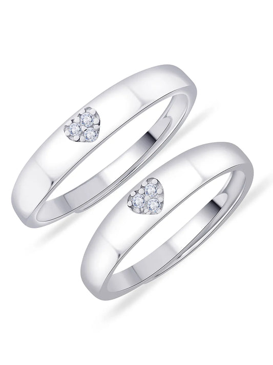 Heart Engraved Silver Couple Ring Band