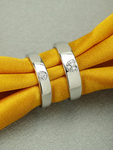 Heart Engraved Silver Couple Ring Band