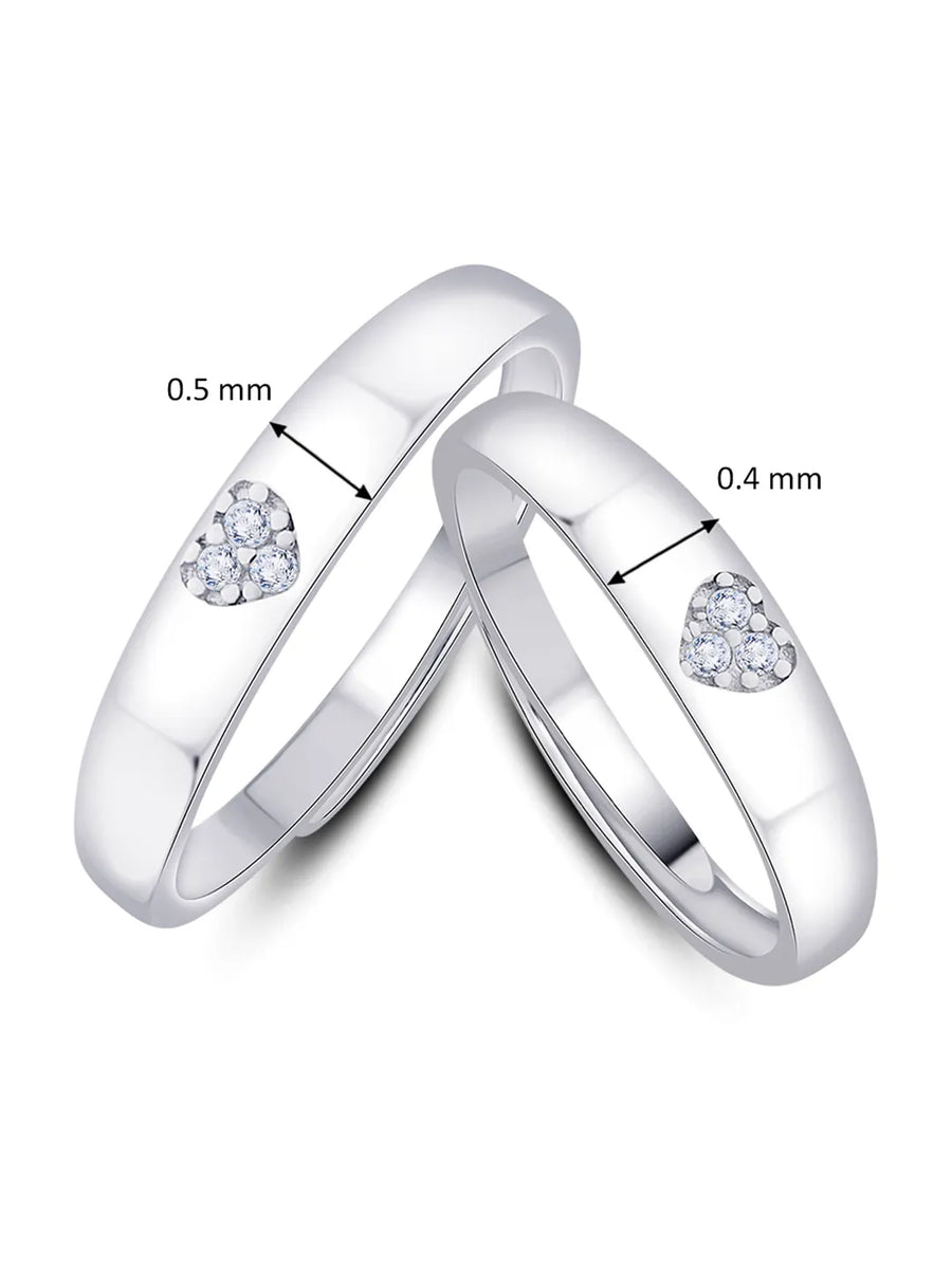 Heart Engraved Silver Couple Ring Band
