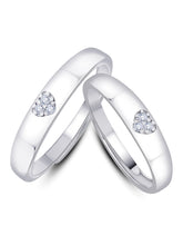 Heart Engraved Silver Couple Ring Band