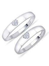 Heart Engraved Silver Couple Ring Band