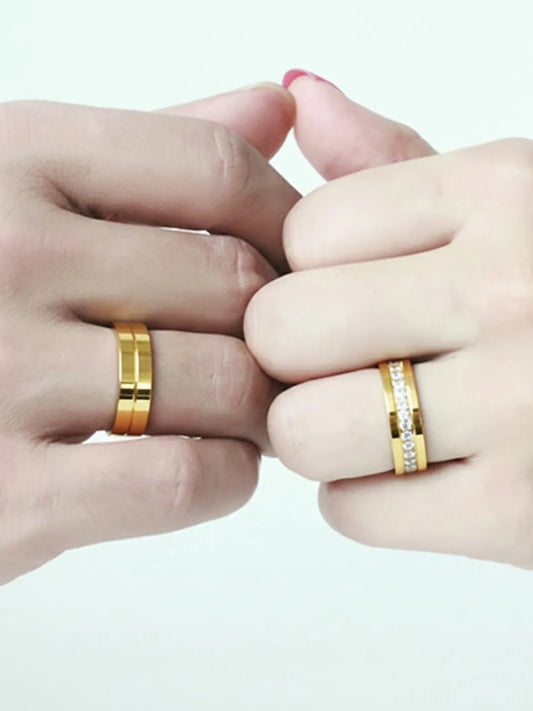 Classic Forever Gold Couple Band Rings