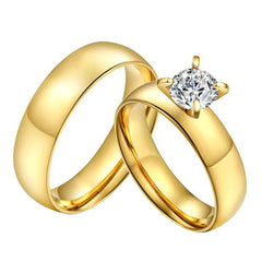 Premium Gold Solitaire Band Rings For Couples