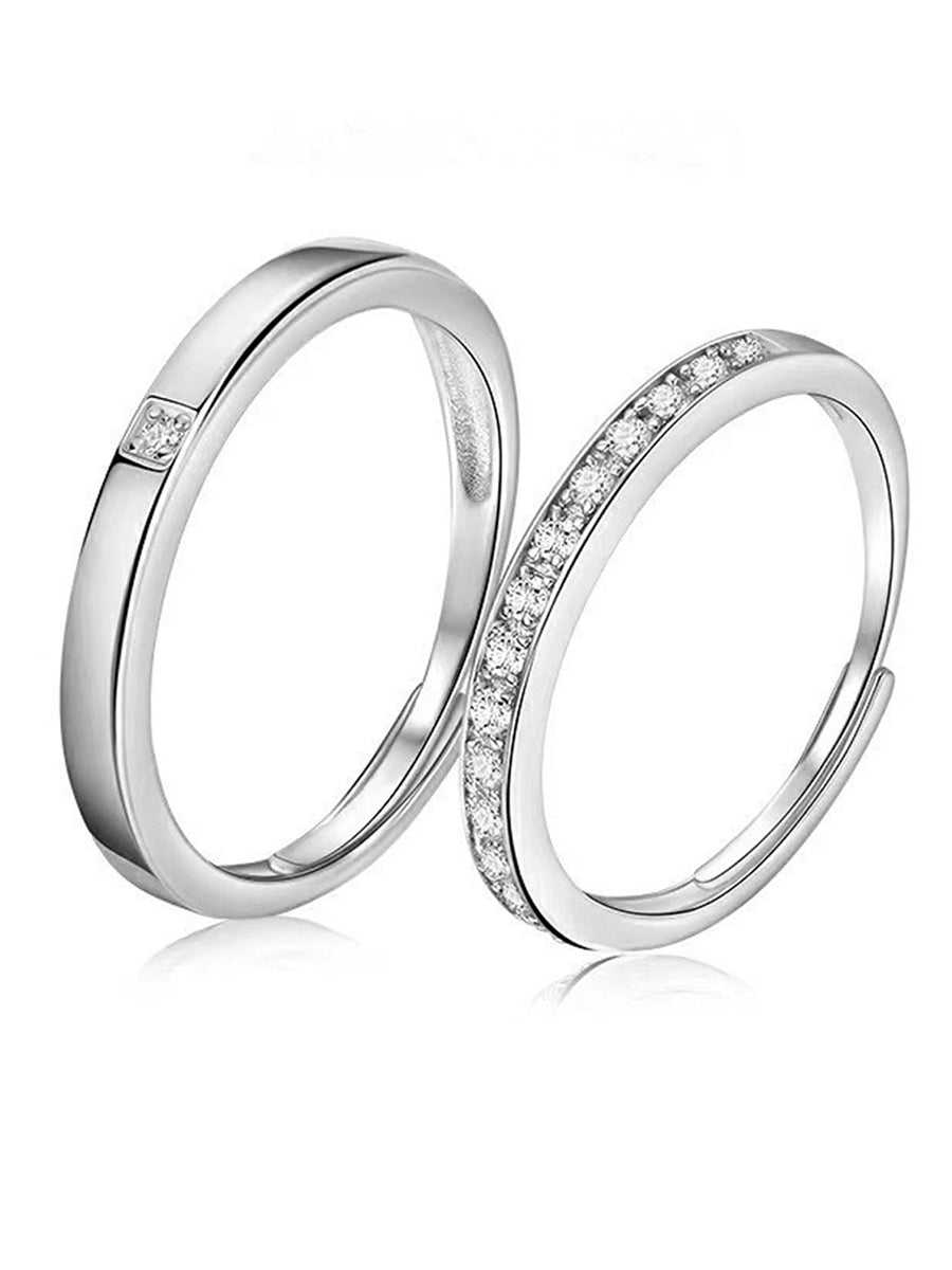 Infinite Spark CZ Couples Ring. Two Adjustable silver rings with embedded diamonds. Best for couples & as gifting.