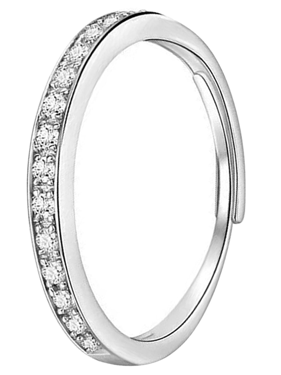 Infinite Spark CZ Couples Ring. Two Adjustable silver rings with embedded diamonds. Best for couples & as gifting.