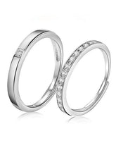 Infinite Spark CZ Couples Ring. Two Adjustable silver rings with embedded diamonds. Best for couples & as gifting.
