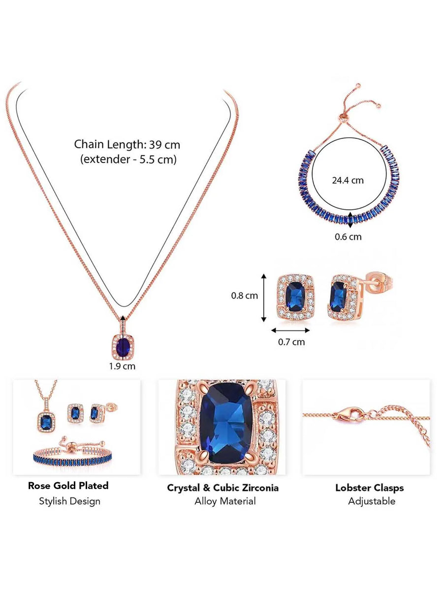 Rose Gold Plated CZ Crystal Pendant Set
