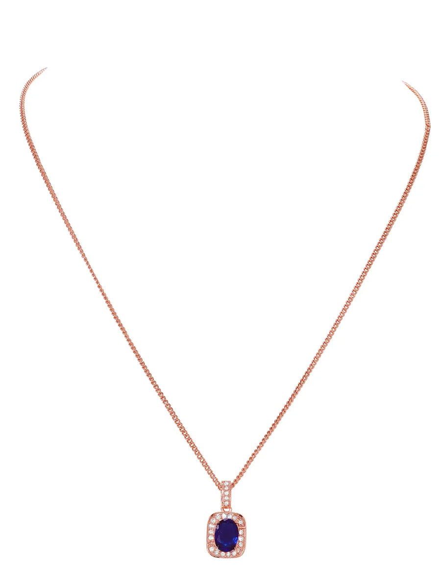 Rose Gold Plated CZ Crystal Pendant Set