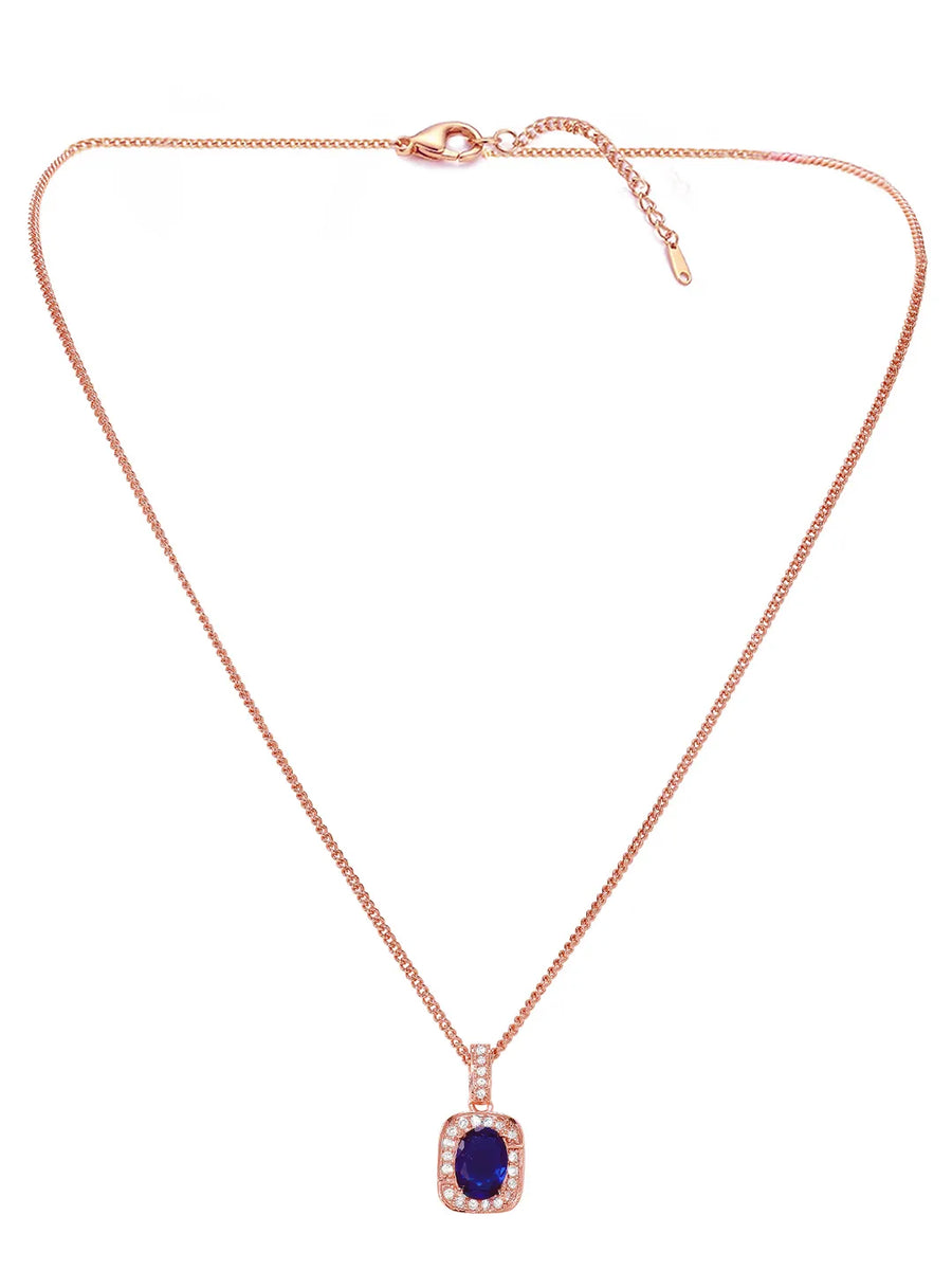 Rose Gold Plated CZ Crystal Pendant Set