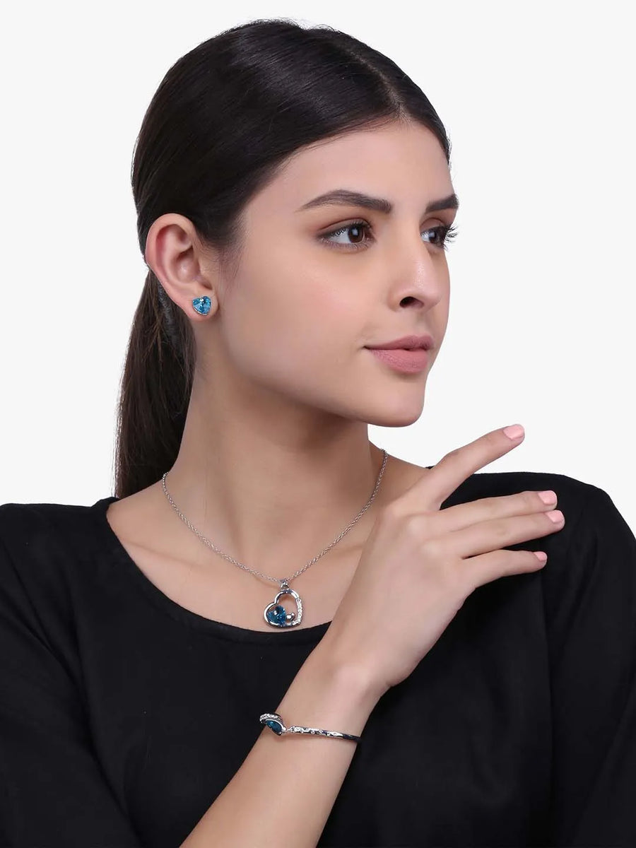 Peora AD Pendant Set & Bracelet - Elegant Matching Jewellery Set
