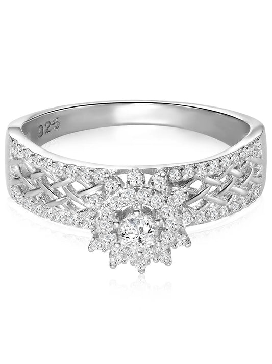 Peora 925 Sterling Silver Floral Statement Ring