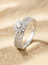 Peora 925 Sterling Silver Floral Statement Ring