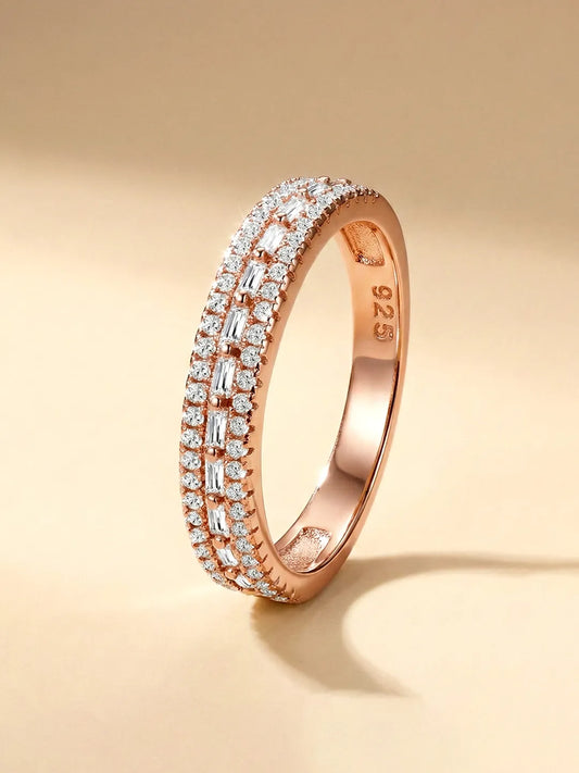 Peora Trio Row Rose Gold 925 Sterling Silver Ring