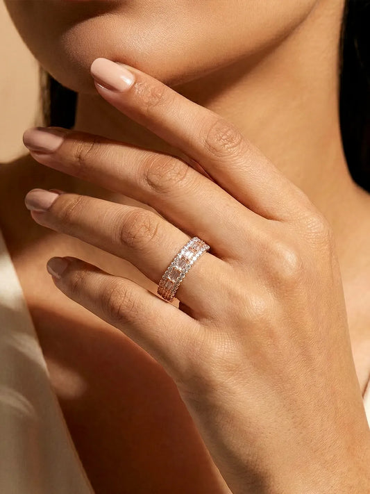 Peora Trio Row Rose Gold 925 Sterling Silver Ring