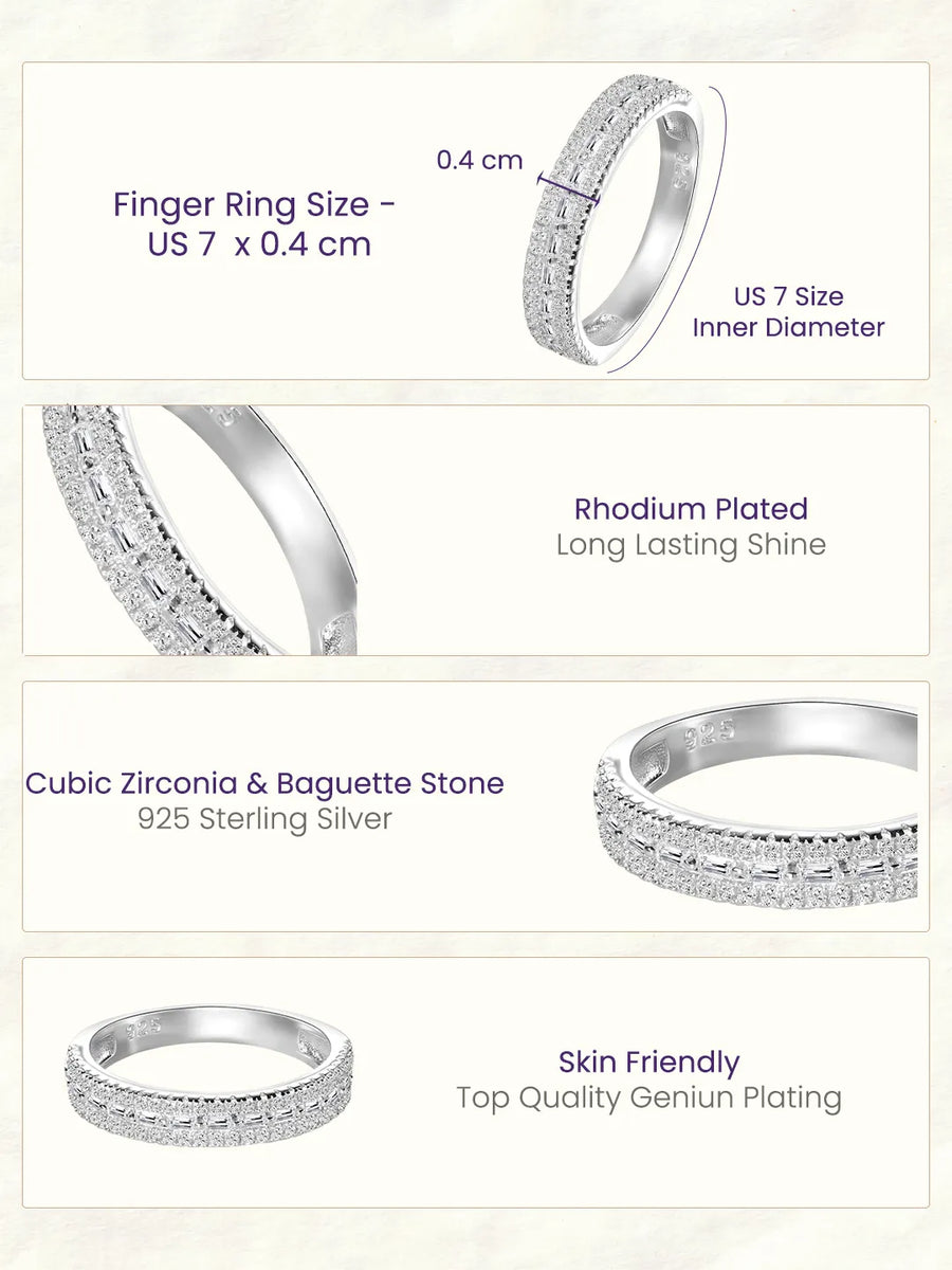 Peora Trio Row 925 Sterling Silver Ring