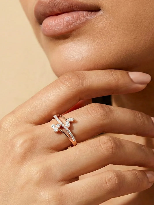 Petal 925 Sterling Silver Rose Gold Ring