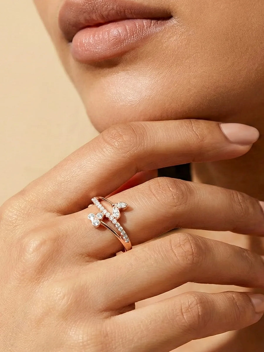Petal 925 Sterling Silver Rose Gold Ring