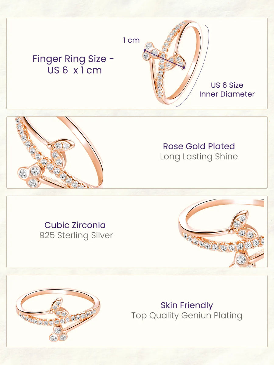 Petal 925 Sterling Silver Rose Gold Ring