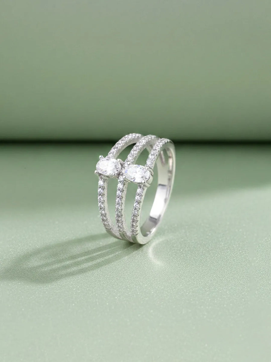 Peora Silver 925 Silver Oval Double Ring