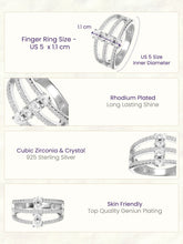 Peora Silver 925 Silver Oval Double Ring