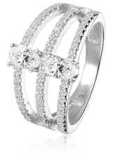 Peora Silver 925 Silver Oval Double Ring