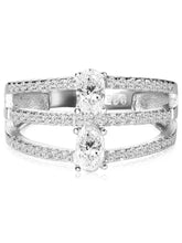 Peora Silver 925 Silver Oval Double Ring