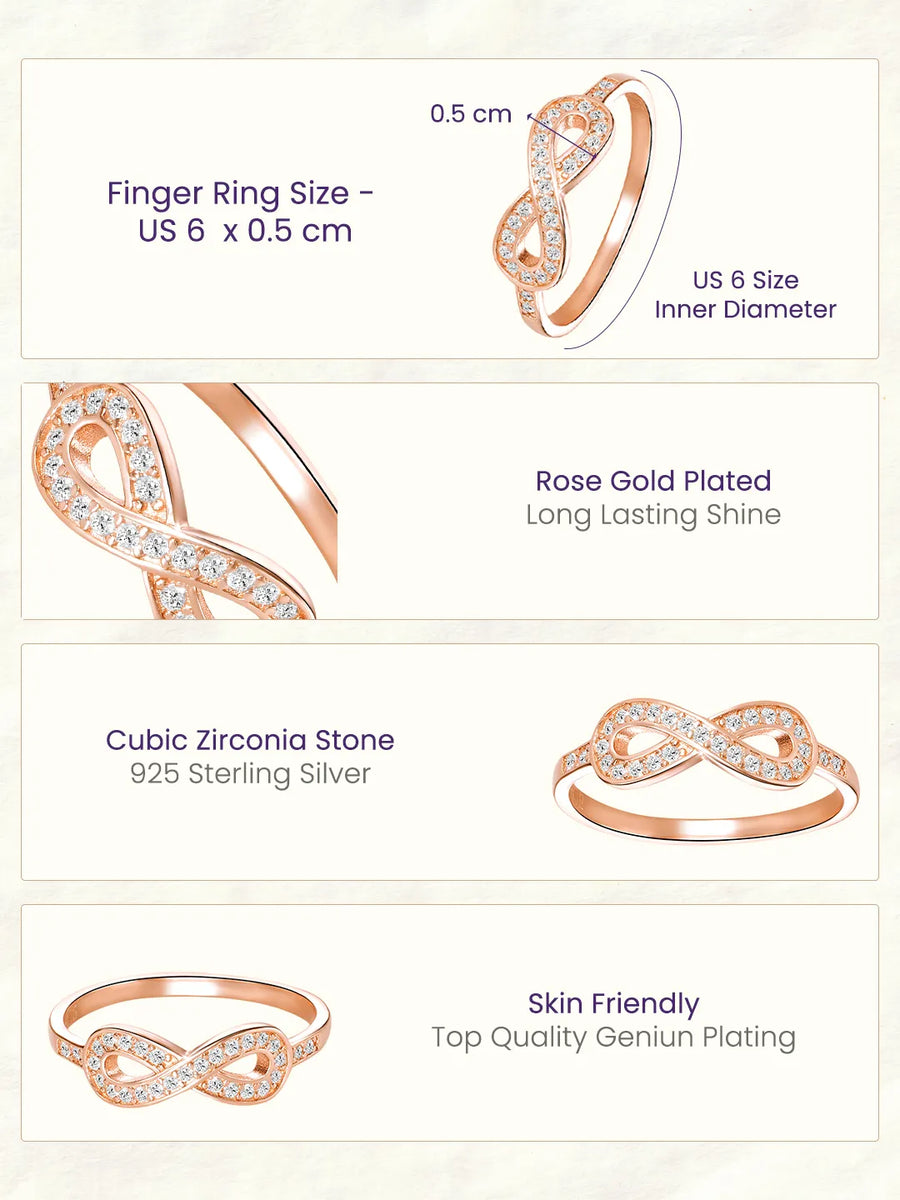 Peora Forever Rose Gold 925 Sterling Silver Ring