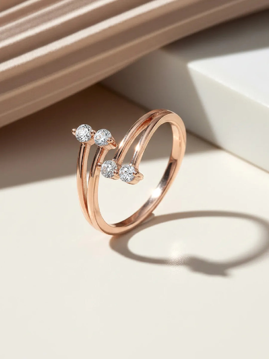Graceful Rose Gold 925 CZ Curve Ring