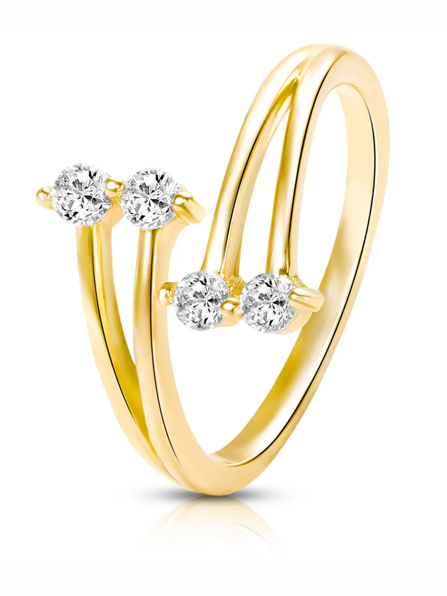 Graceful Gold-Plated 925 CZ Curve Ring