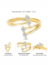 Graceful Gold-Plated 925 CZ Curve Ring