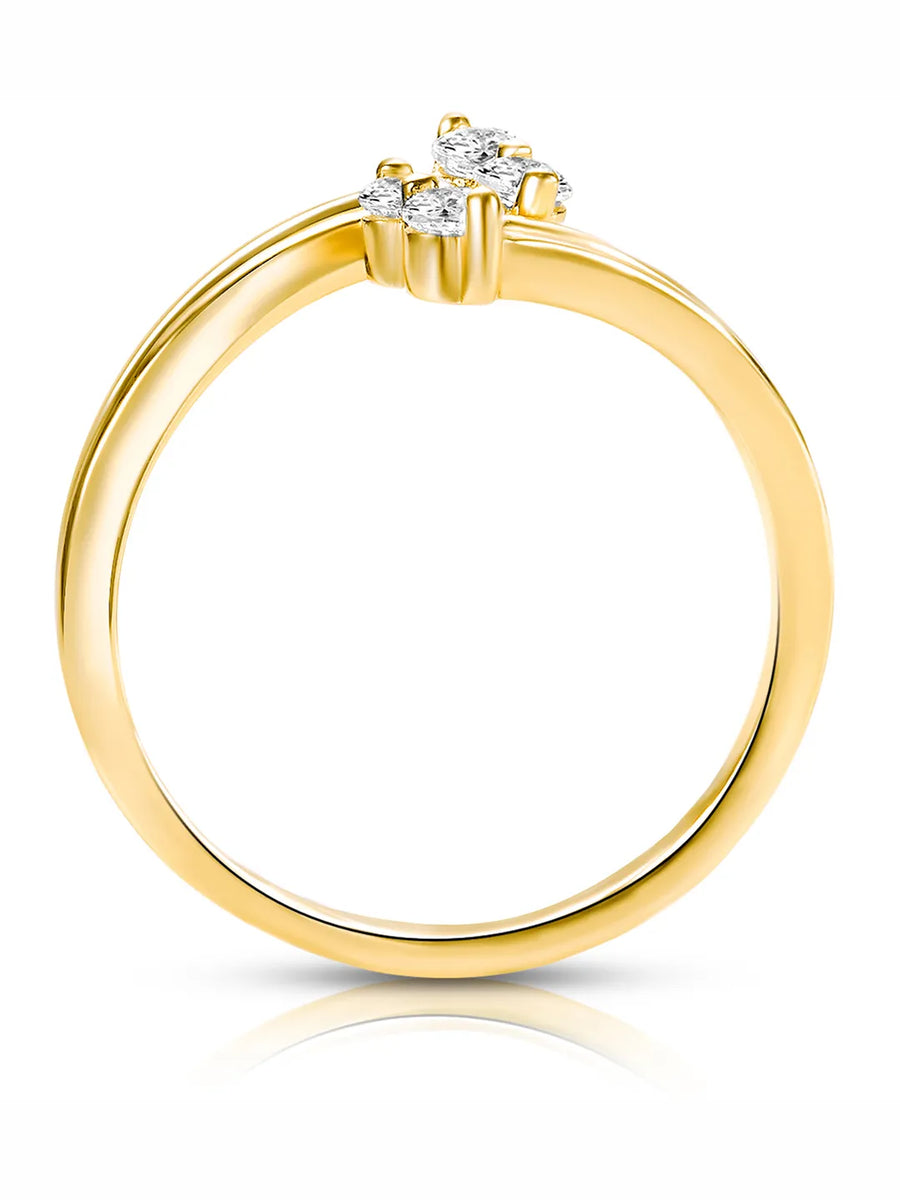 Graceful Gold-Plated 925 CZ Curve Ring