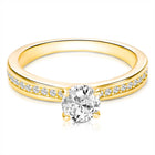 925 Silver CZ Classic Solitaire Ring - Gold