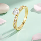 925 Silver CZ Classic Solitaire Ring - Gold