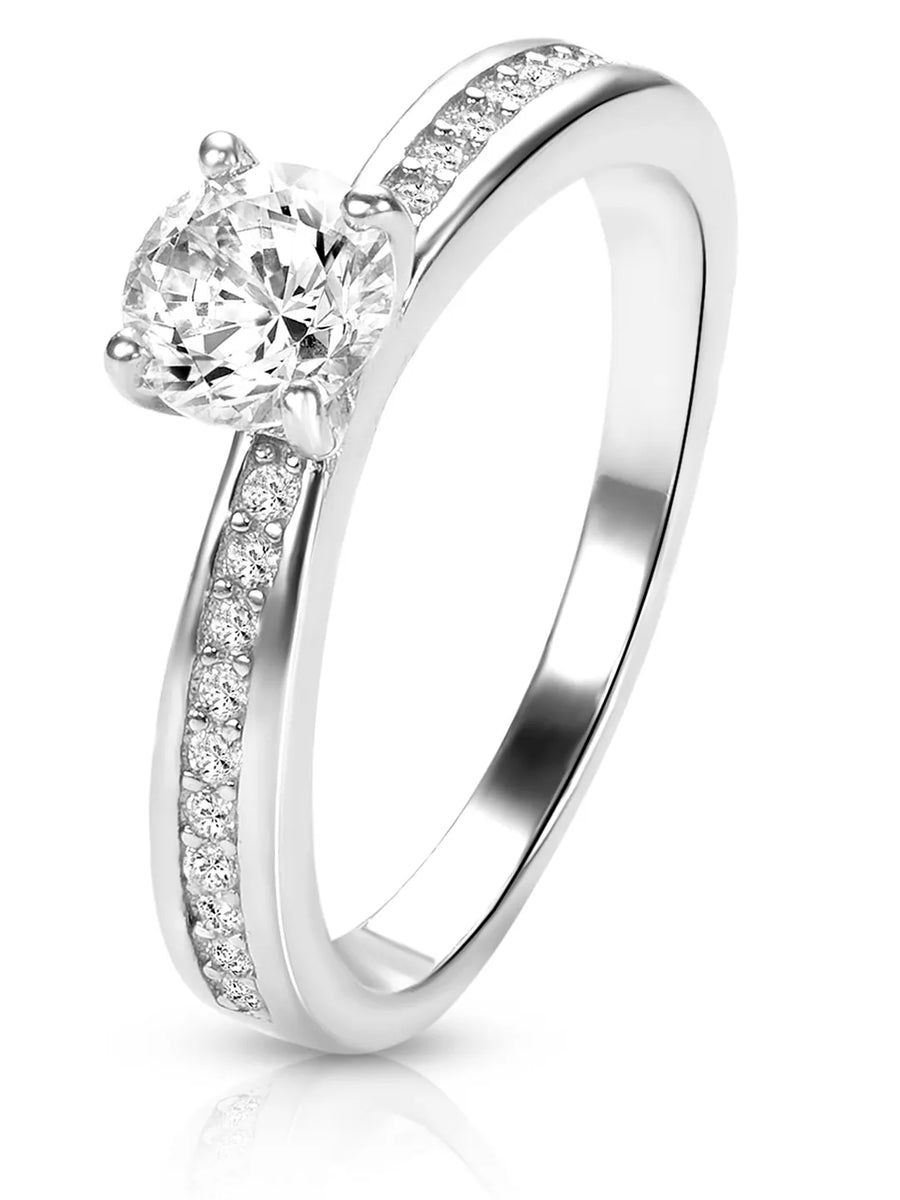 Classic Silver-Plated 925 CZ Promise Ring