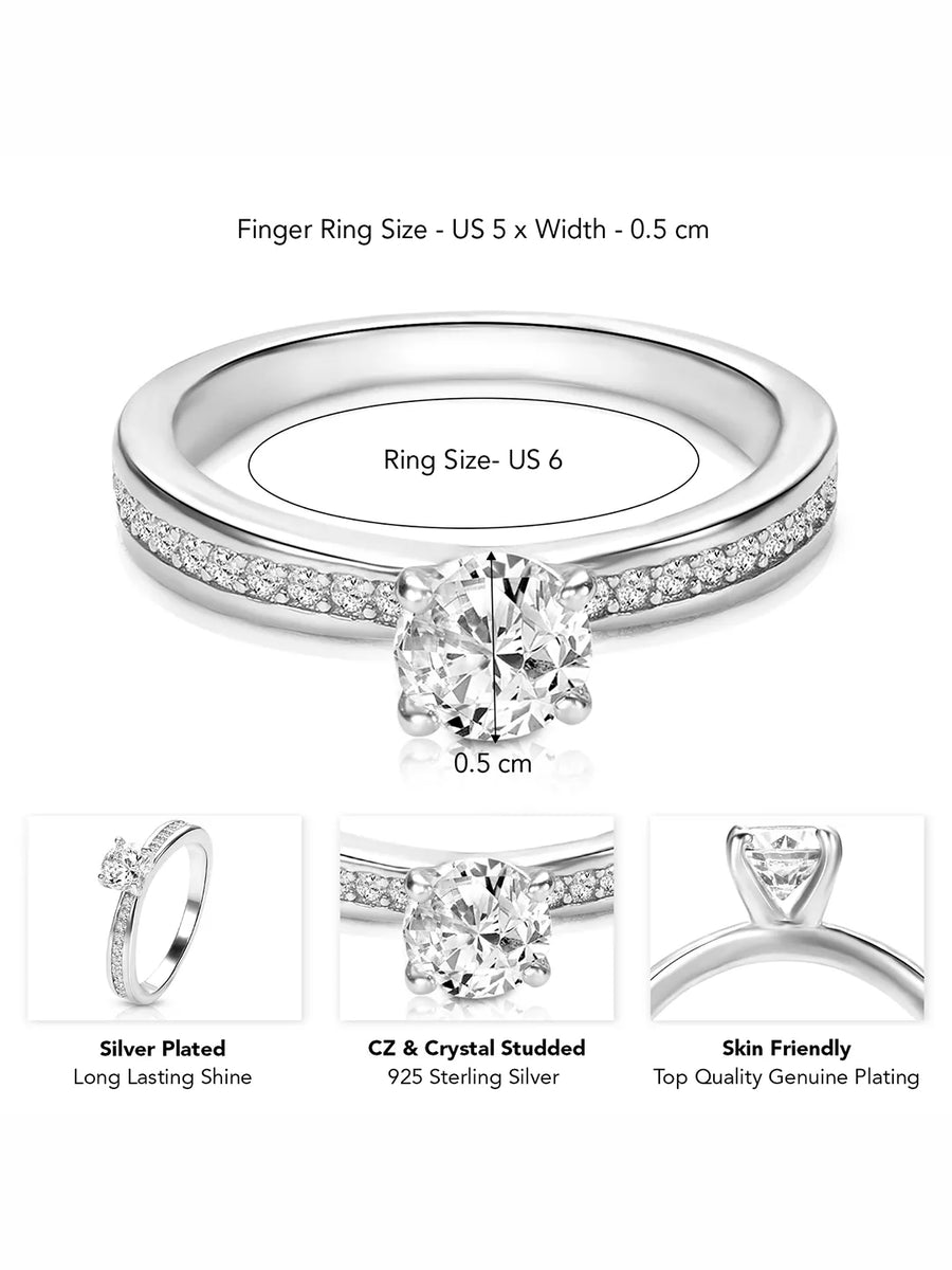 Classic Silver-Plated 925 CZ Promise Ring