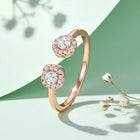 Elegant Rose Gold 925 CZ Twin Halo Ring