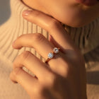 Elegant Rose Gold 925 CZ Twin Halo Ring