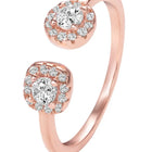 Elegant Rose Gold 925 CZ Twin Halo Ring