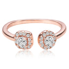 Elegant Rose Gold 925 CZ Twin Halo Ring