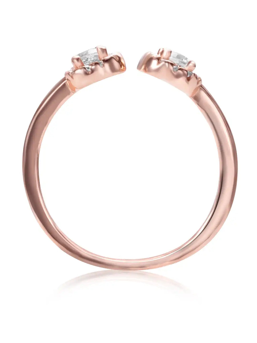 Elegant Rose Gold 925 CZ Twin Halo Ring