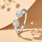 Elegant Silver-Plated 925 CZ Twin Halo Ring