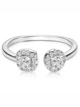 Elegant Silver-Plated 925 CZ Twin Halo Ring