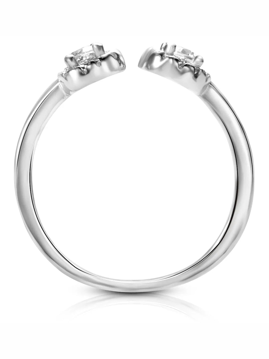 Elegant Silver-Plated 925 CZ Twin Halo Ring