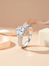 925 Sterling Silver CZ Halo Triple Pave Band Ring